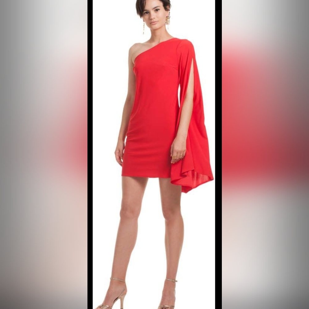 Trina Turk Vibrant Red One-Shoulder Dress Size Small